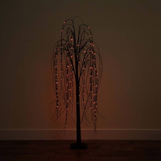 5ft. Orange & Purple LED Pre-Lit Halloween Black Willow Artificial Fall Tree